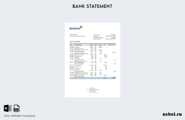 цифровая загрузка шаблона Excel банковской выписки Panama Banistmo